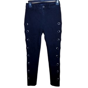 BOOMBOOM Black Skinny Raw Hem Metal Rivet Size 3